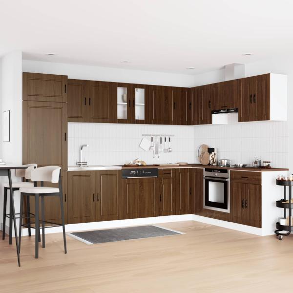 ARDEBO.de - Waschbeckenunterschrank ""Porto"" mit Waschbecken Braun Eiche 80x46x84,5 cm Holzwerkstoff