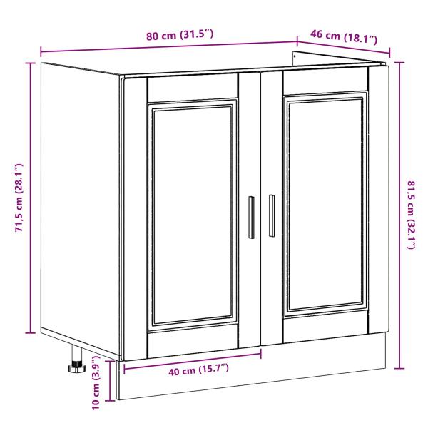 Waschbeckenunterschrank ""Porto"" mit Waschbecken Braun Eiche 80x46x84,5 cm Holzwerkstoff