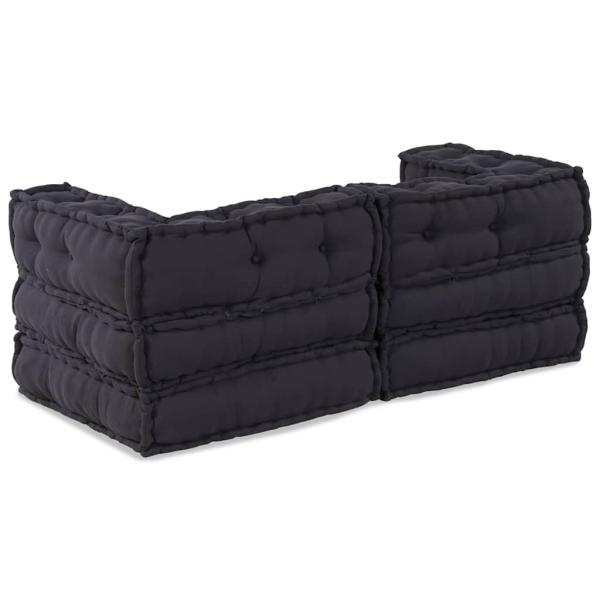 Modulare Poufs 2 Stück in Anthrazit aus Stoff