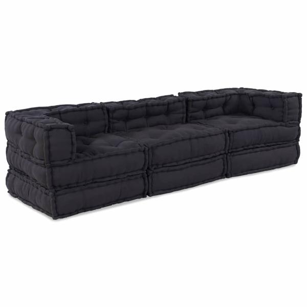 Modular Poufs 3er Set Anthrazit Stoff