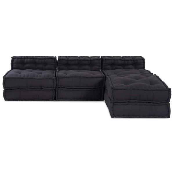 Modular Pouffes 4er Set in Anthrazit aus Stoff