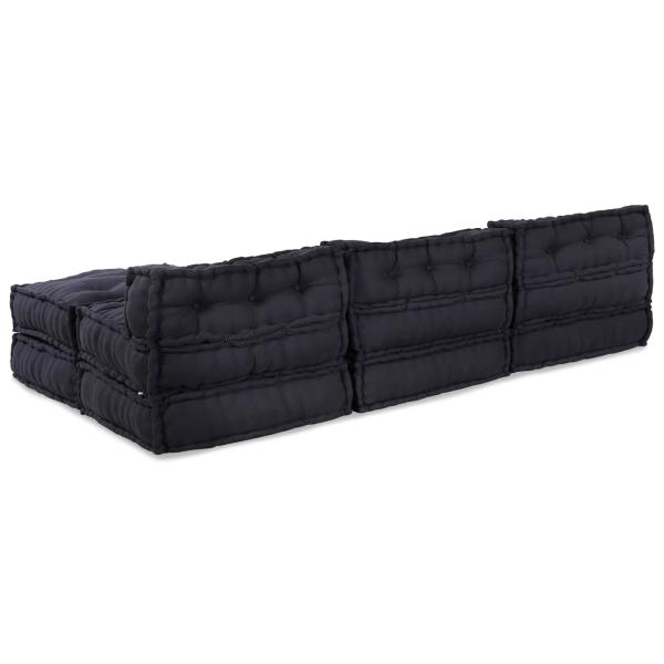 Modular Pouffes 4er Set in Anthrazit aus Stoff