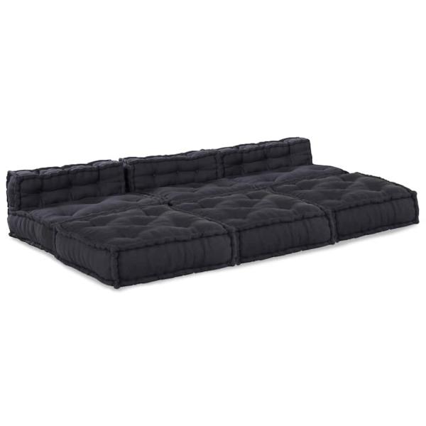 Modular Pouffes 4er Set in Anthrazit aus Stoff