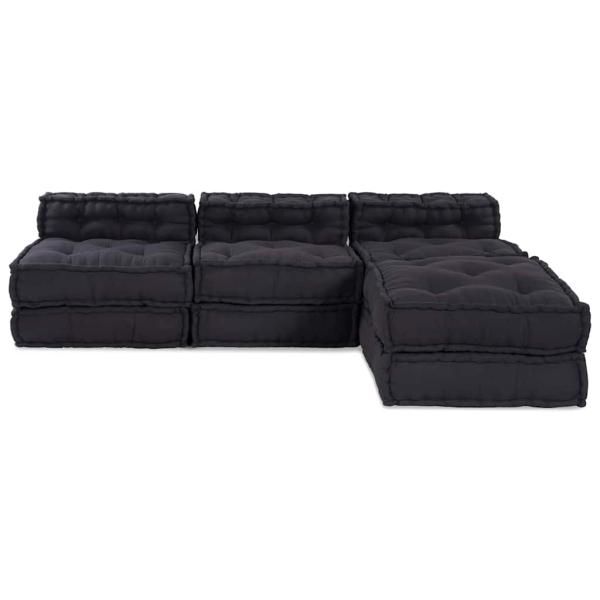Modular Pouffes 4er Set in Anthrazit aus Stoff