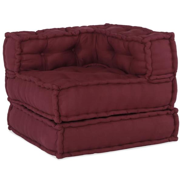 Modular Poufs 3er Set Burgunderrotes Gewebe