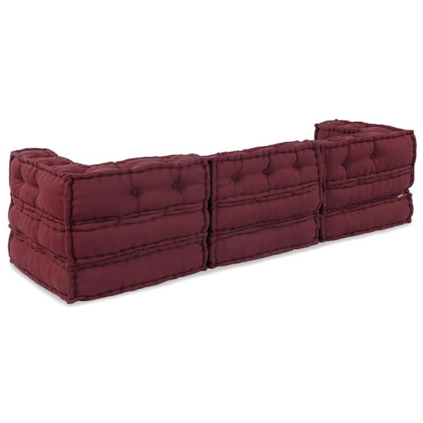 Modular Poufs 3er Set Burgunderrotes Gewebe