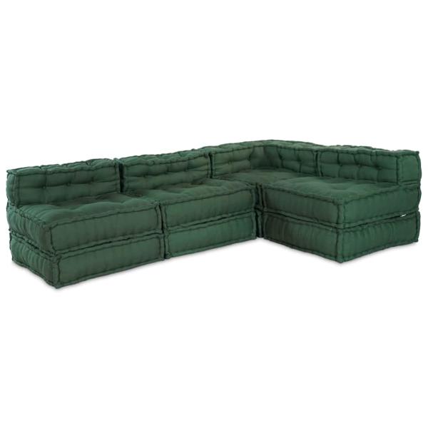 ARDEBO.de - Modularer Pouf 4er Set Grüner Stoff