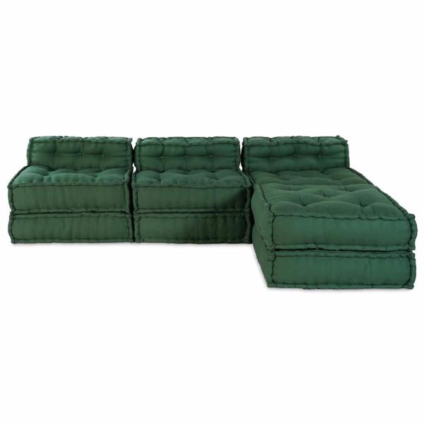 Modulare Poufs 4-teilig Grün Stoff