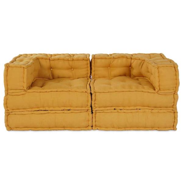 Modulare Poufs 2 Stück Gelbes Gewebe