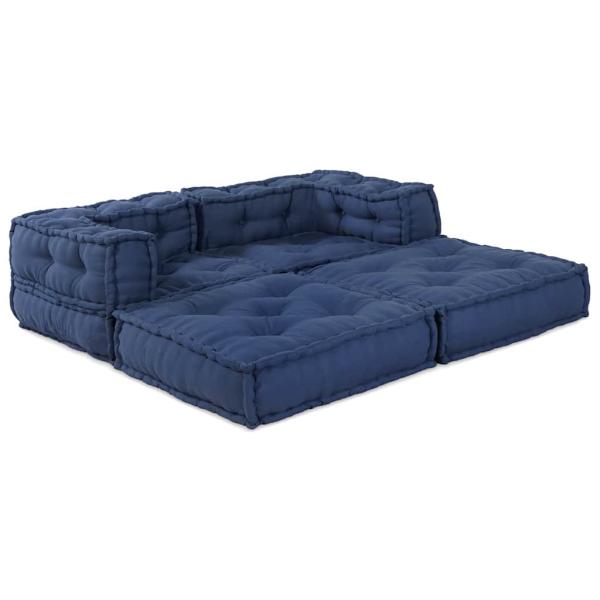 Modulare Poufs 2er Set Indigo Stoff