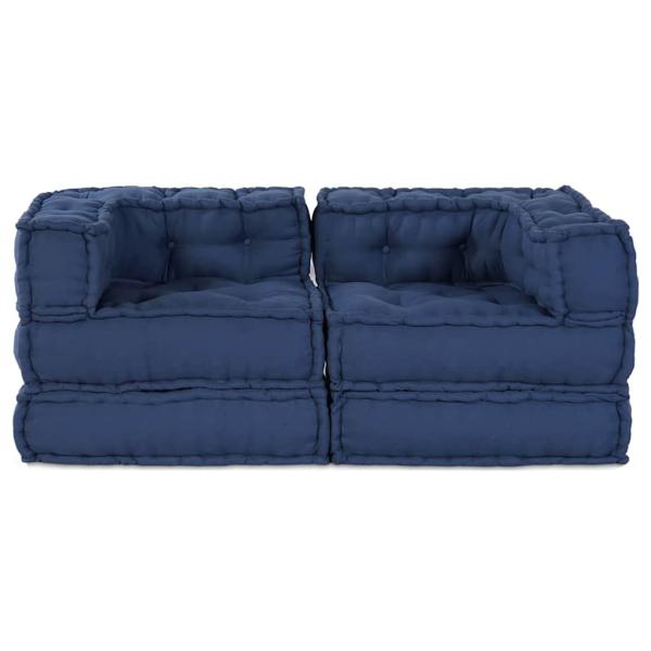 Modulare Poufs 2er Set Indigo Stoff