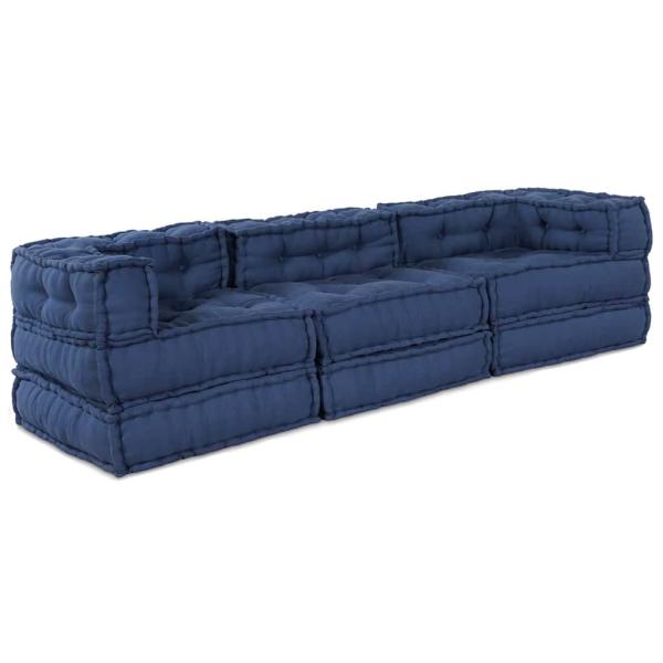 ARDEBO.de - modulare Poufs 3er Set Indigo Stoff