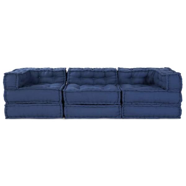 modulare Poufs 3er Set Indigo Stoff