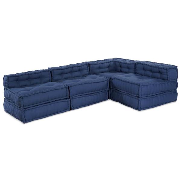 ARDEBO.de - Modulare Poufs - 4er Set aus Indigo Stoff