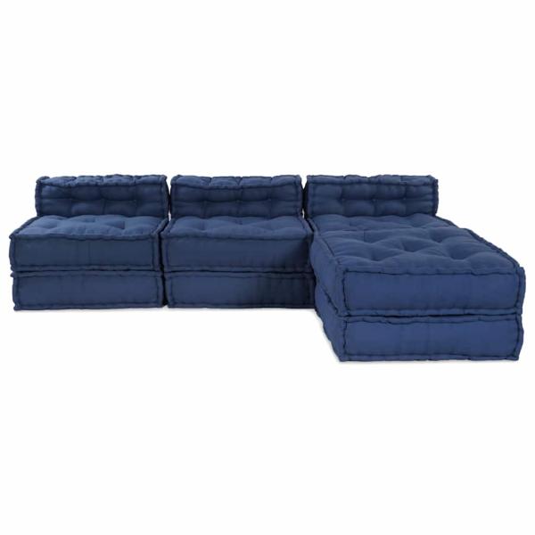 Modulare Poufs 4 Stück Indigo Stoff
