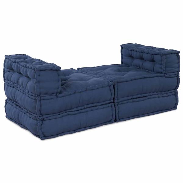 Modulare Poufs 4 Stück Indigo Stoff