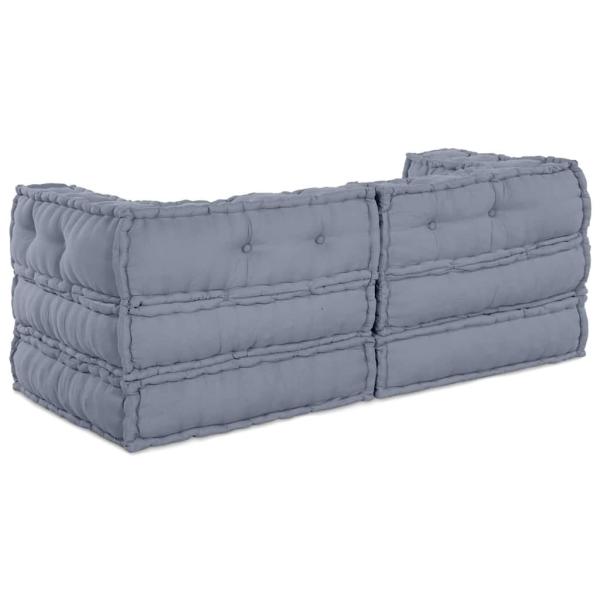 Modulare Poufs 2er Set Grauer Stoff