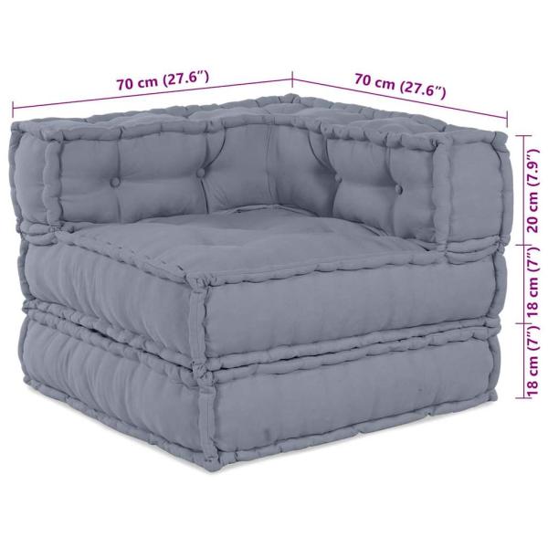 Modulare Poufs 2er Set Grauer Stoff