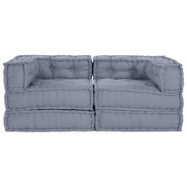 Modulare Poufs 2er Set Grauer Stoff