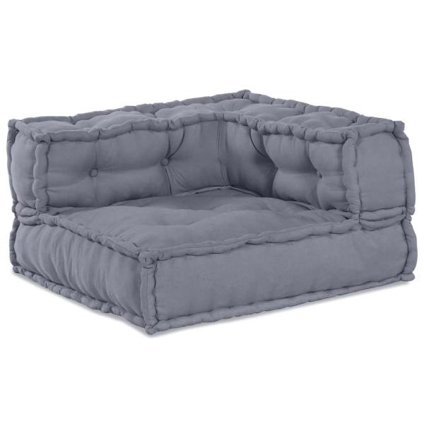 3-Sitzer Modular Pouffe Sofa Umwandelbar Graues Gewebe