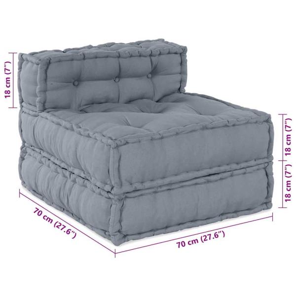 3-Sitzer Modular Pouffe Sofa Umwandelbar Graues Gewebe