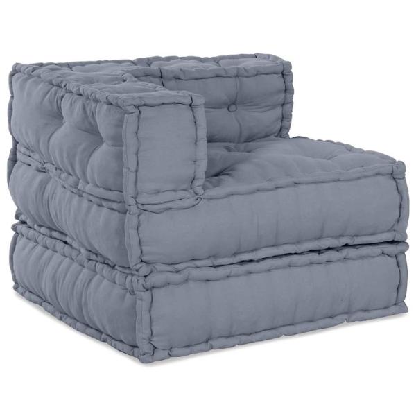 4-Sitzer Modular Pouffe Sofa Umwandelbar Graue Stoff
