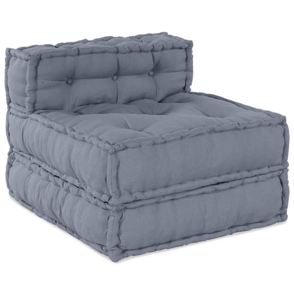 4-Sitzer Modularer Pouffe Sofa Umwandelbar Graue Stoff