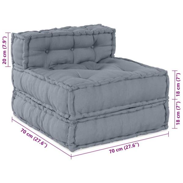 4-Sitzer Modularer Pouffe Sofa Umwandelbar Graue Stoff