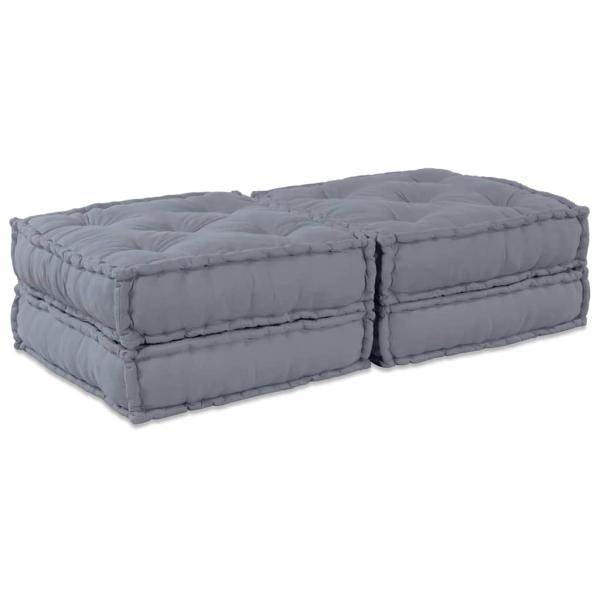 ARDEBO.de - 2-Sitzer Modular Pouffe Sofa Umwandelbar Graues Gewebe