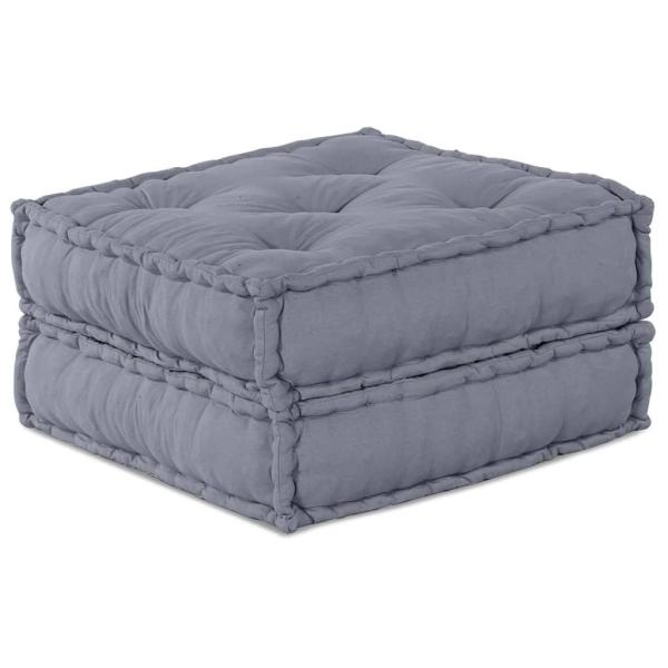 2-Sitzer Modular Pouffe Sofa Umwandelbar Graues Gewebe