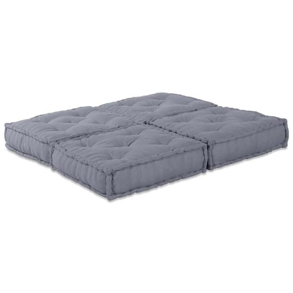 2-Sitzer Modular Pouffe Sofa Umwandelbar Graues Gewebe