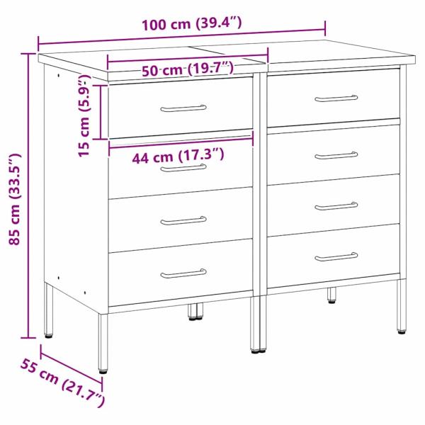Werkbank 2er Set Schwarz und Grau aus Holzwerkstoff und Stahl