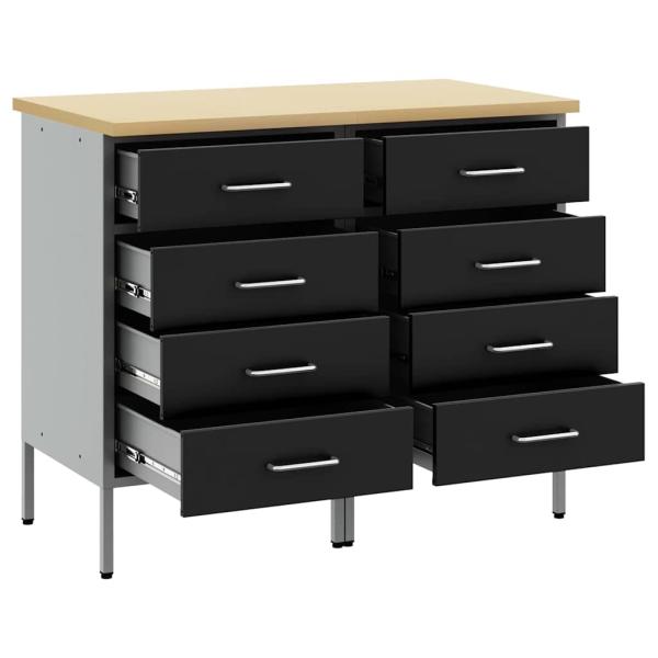 Werkbank 2er Set Schwarz und Grau aus Holzwerkstoff und Stahl