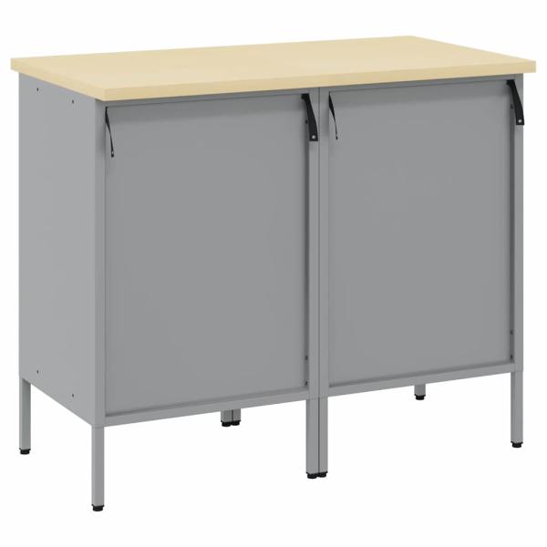 Werkbank 2er Set Schwarz und Grau aus Holzwerkstoff und Stahl