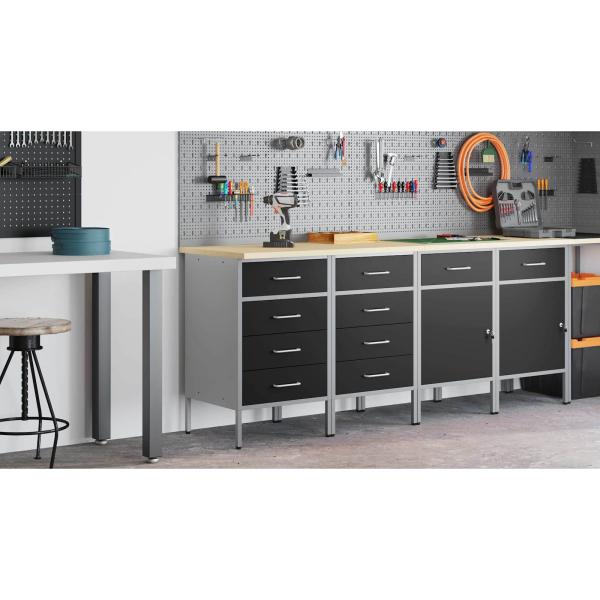 Werkbank mit Schubladen 2 pcs Schwarz und Grau 100 x 55 x 85 cm