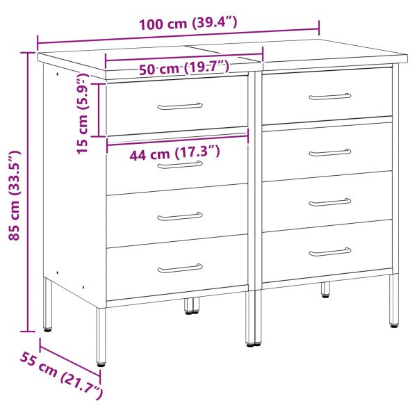 Werkbank mit Schubladen 2 pcs Rot und Grau 100 x 55 x 85 cm