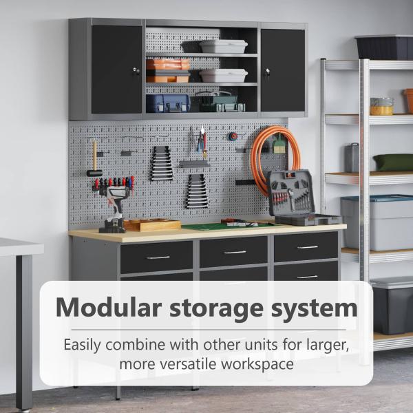 Werkbank mit Schubladen 2 pcs Schwarz und Grau 100 x 55 x 85 cm