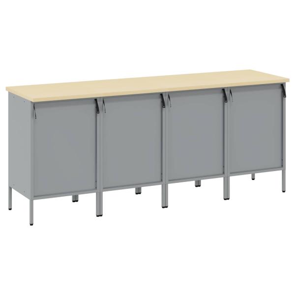 Werkbank 4 Teile Schwarz und Grau aus Holzwerkstoff und Stahl