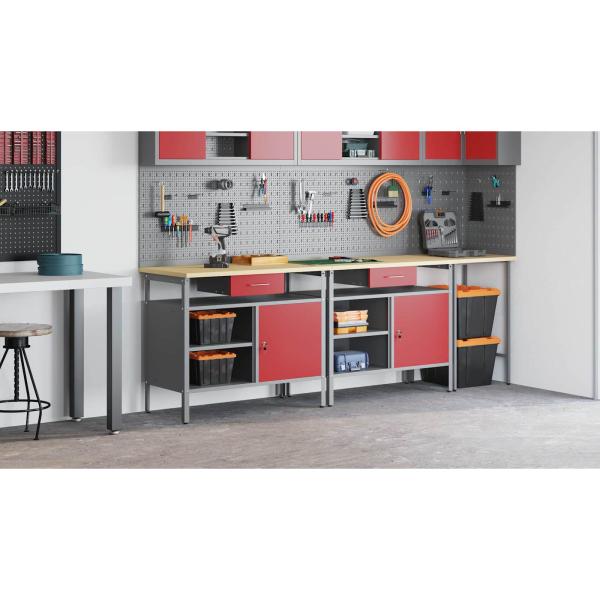 Werkbank-Set mit Schubladen 2 pcs Rot und Grau 200 x 55 x 85 cm