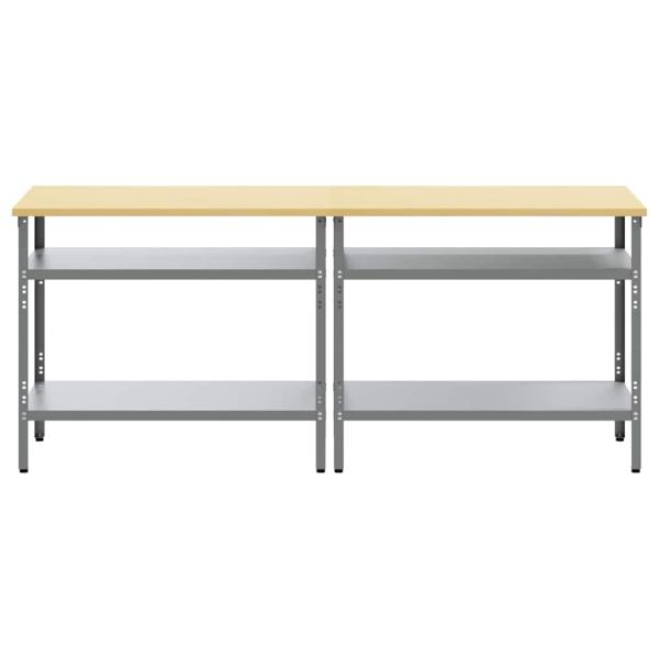 2-teiliges Werkbank-Set in Grau aus Stahl