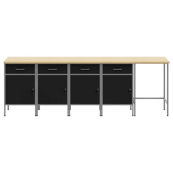 Arbeitsschrankset mit Schubladen 5 Stk. Schwarz und Grau