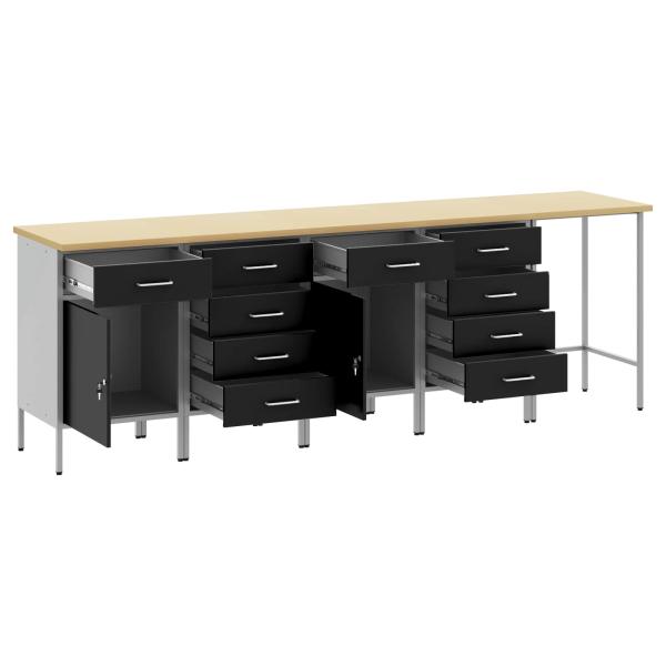 Arbeitsschrankset mit Schubladen mit Speicher 5 stk. Schwarz