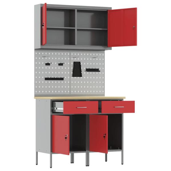 5-teiliges Werkbank-Set in Rotem Stahl