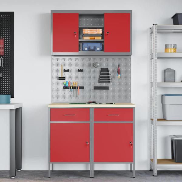 ARDEBO.de - 6-teiliges Werkbankset aus rotem Stahl