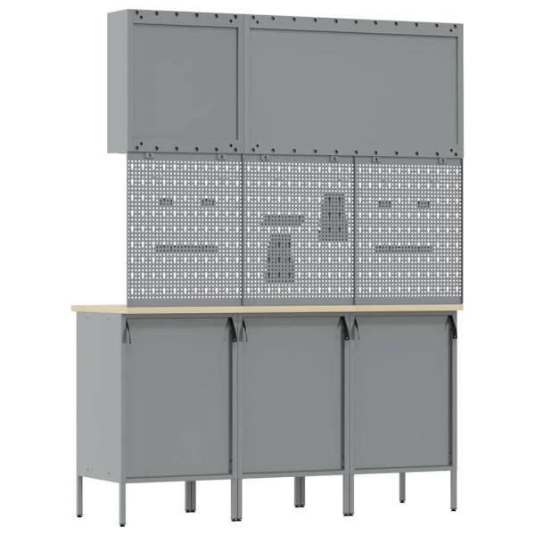 8-teiliges Werkstattschrank- und Pegboard-Set in Rot aus MDF und Metall