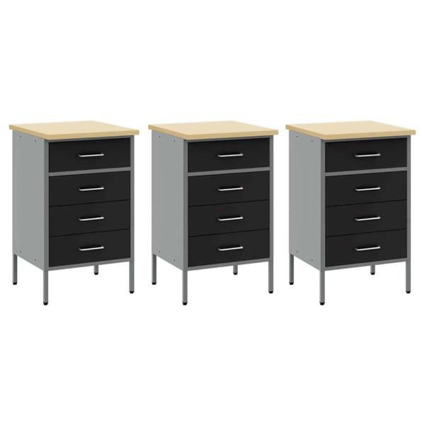 7-teiliges Werkbank-Set Schwarz Stahl
