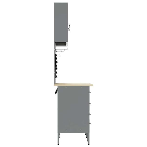 7-teiliges Werkbank-Set Schwarz Stahl