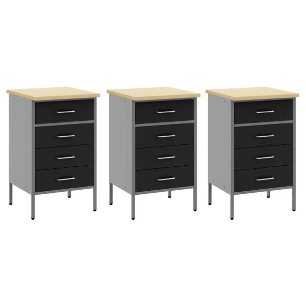 7-teiliges Werkbank-Set Schwarz Stahl