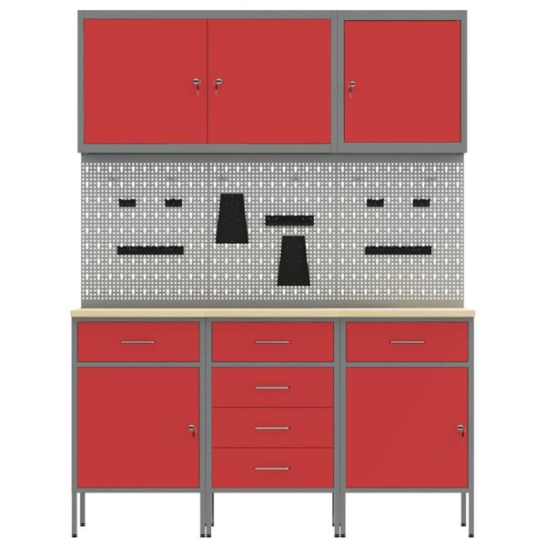 8-teiliges Werkbank-Set Roter Stahl