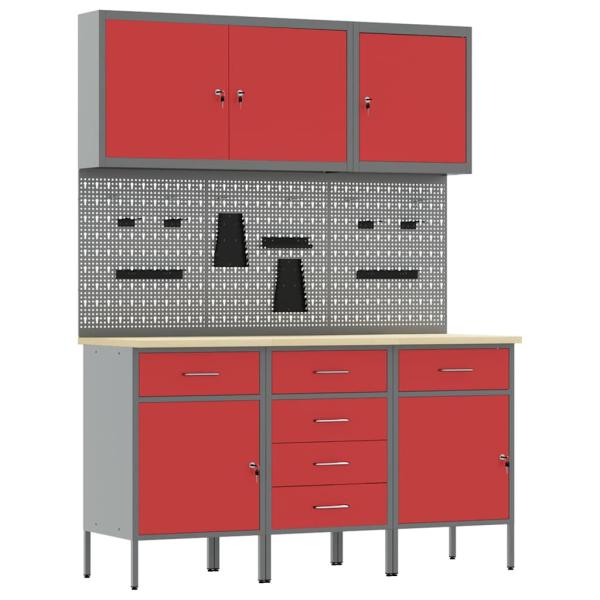 8-teiliges Werkbank-Set Roter Stahl